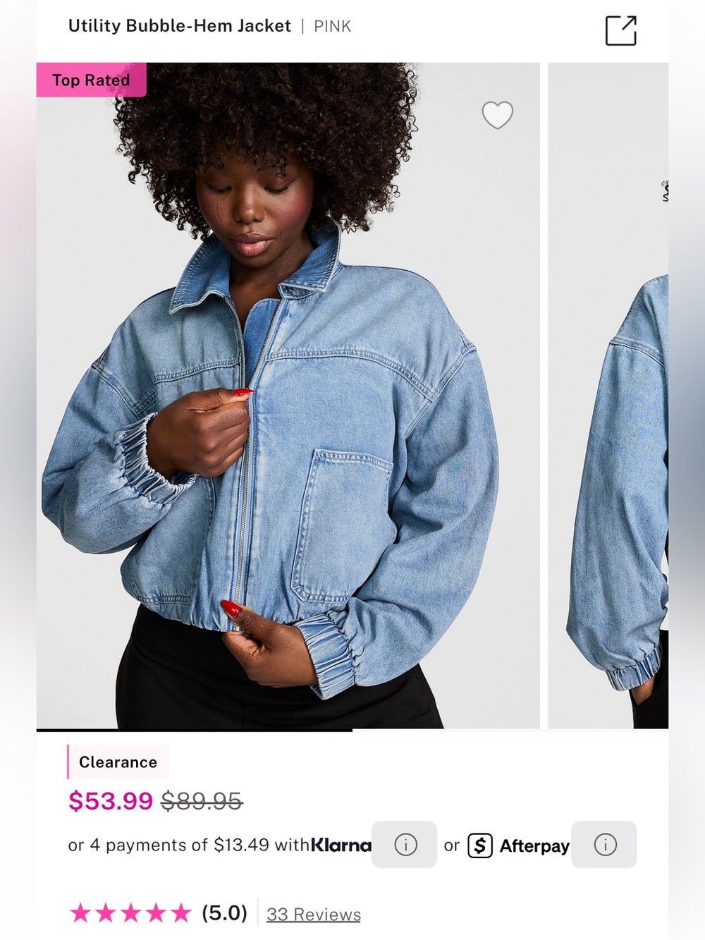 Utility Bubble-Hem Jacket - Light Blue Denim